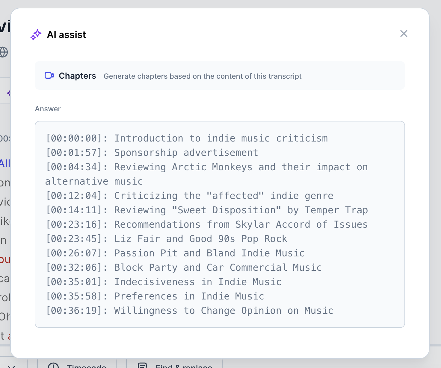 Creating Chapters In Transcripts With Happy Scribe's Make With AI