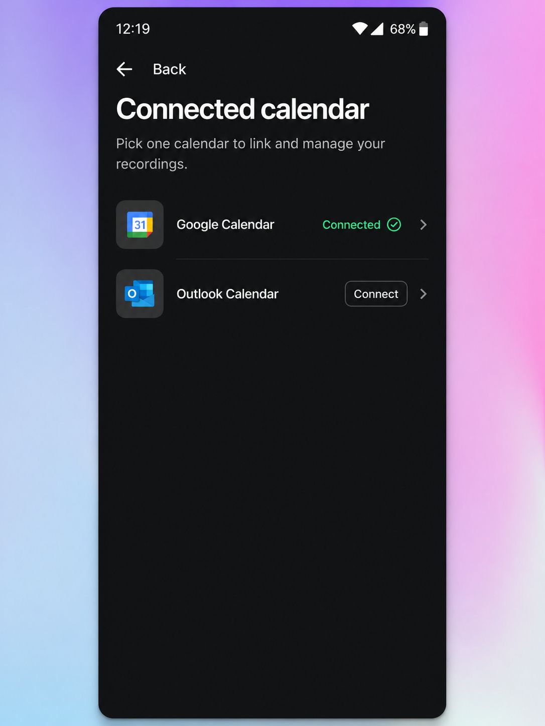 connect your calendar to the HappyScribe mobile app and capture meeting notes automatically