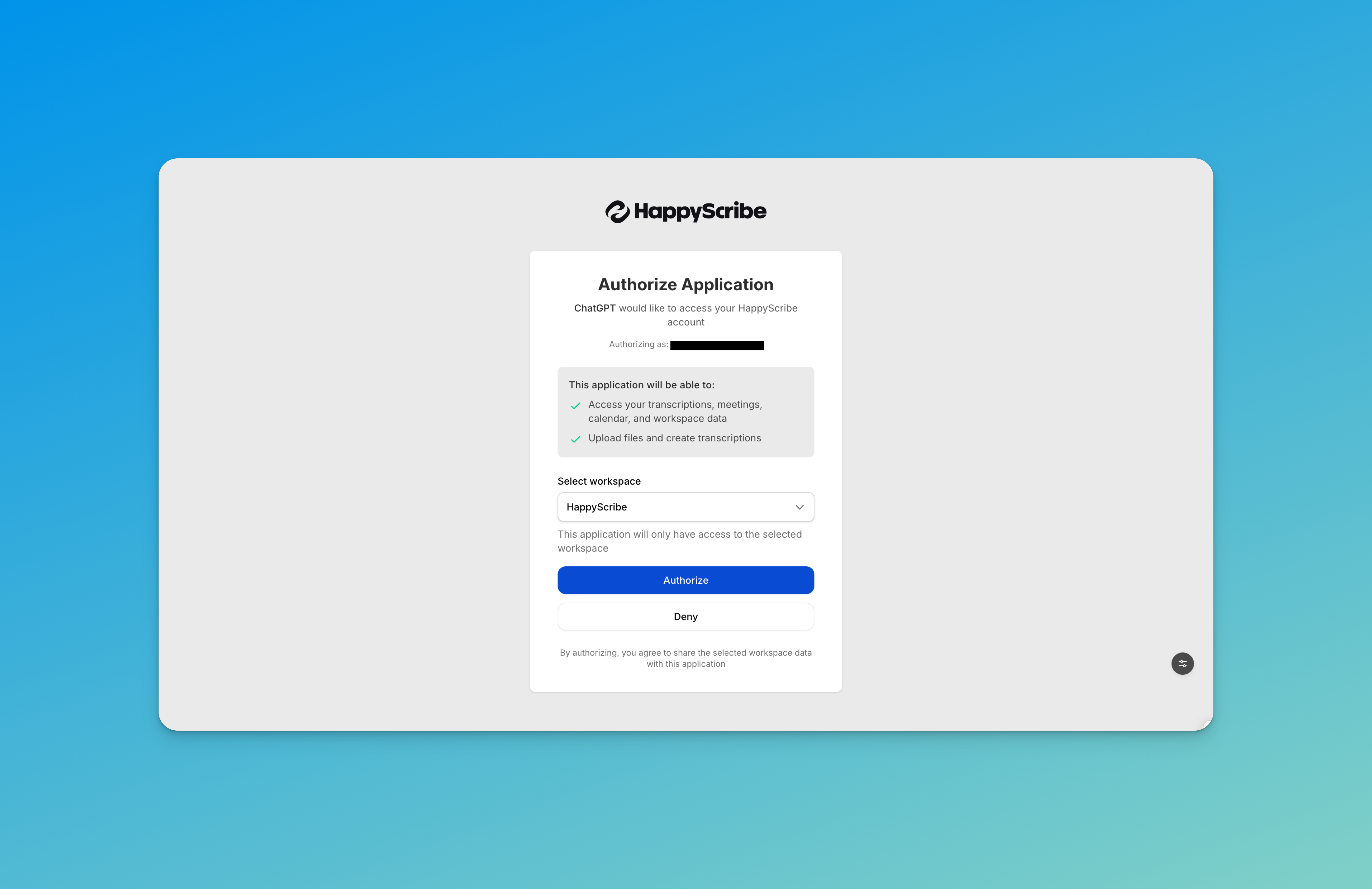 Step 3: Sign in to your HappyScribe account and authorize access. You are ready to go!