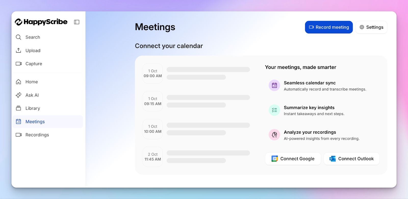 HappyScribe AI note taker is the best Jamie alternative for meetings
