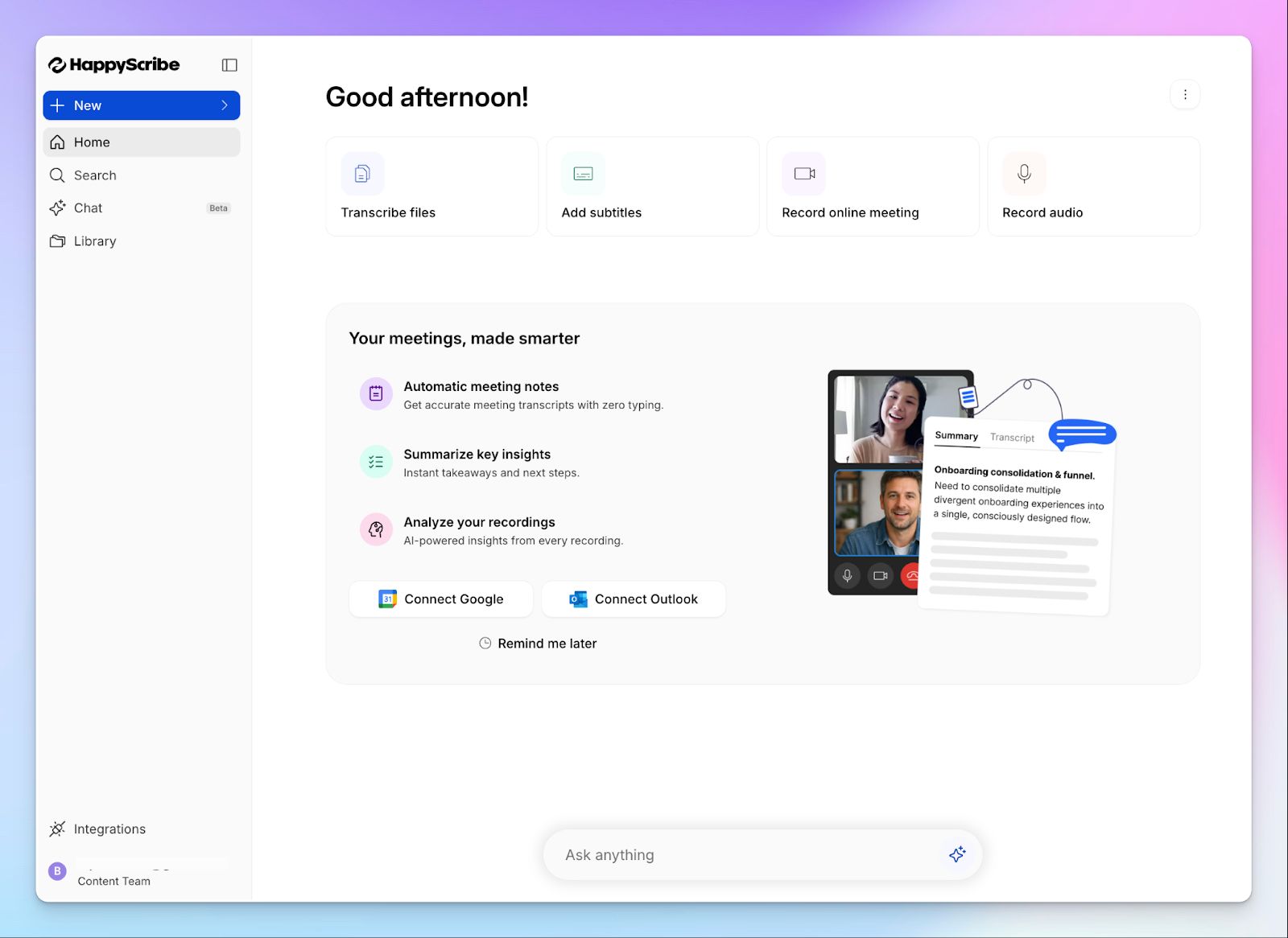 HappyScribe è la migliore alternativa a Tactiq IA per prendere appunti delle riunioni