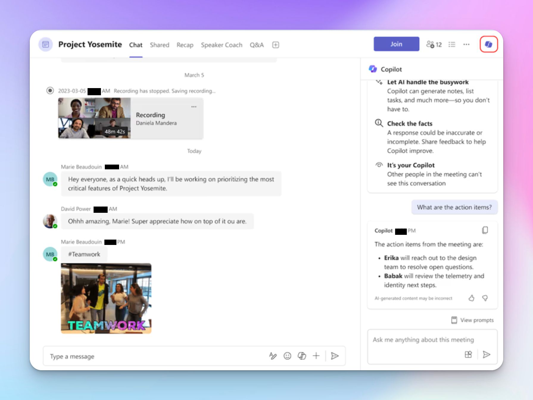 Microsoft Copilot AI note taking tool