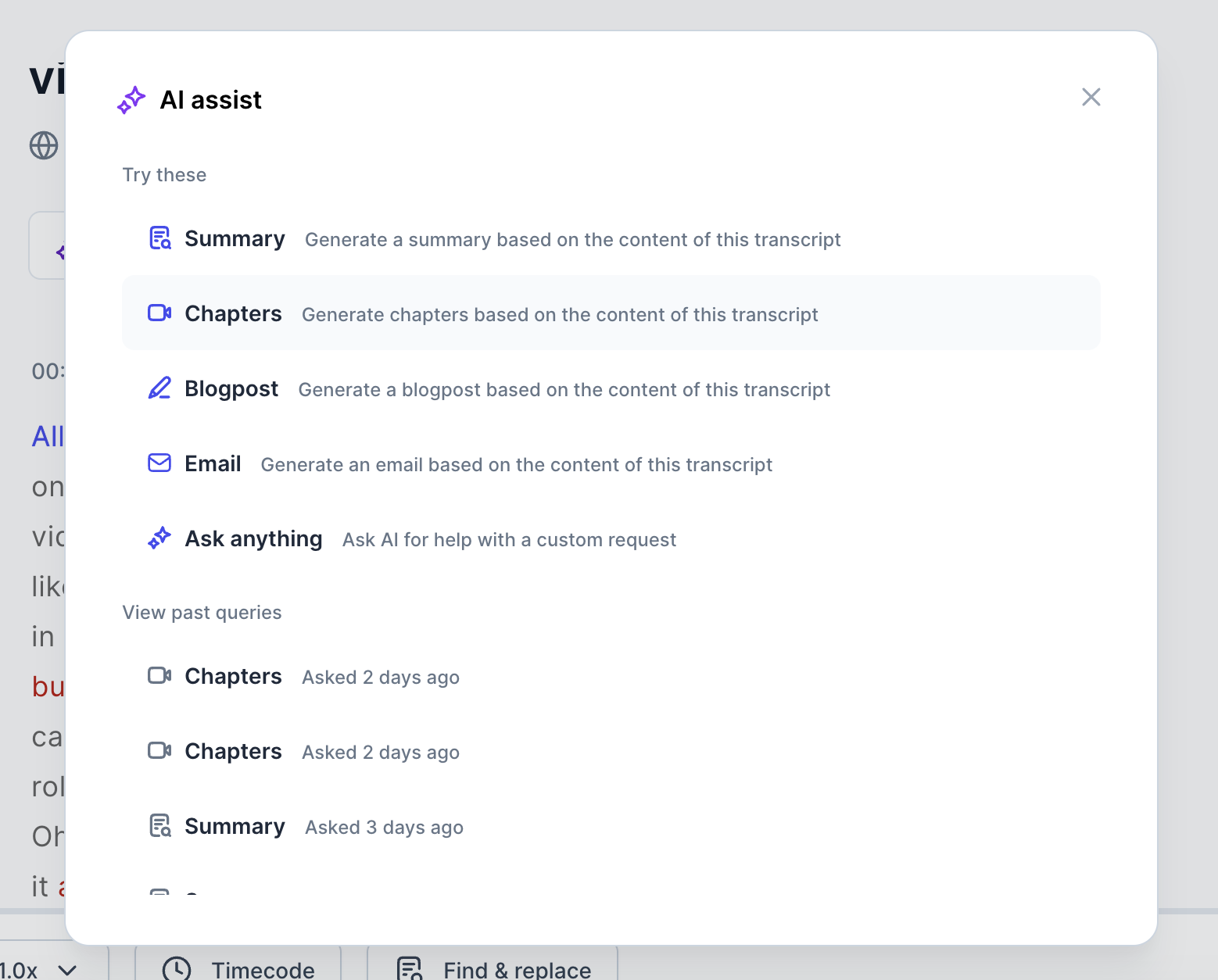 Chapters in Transcripts
