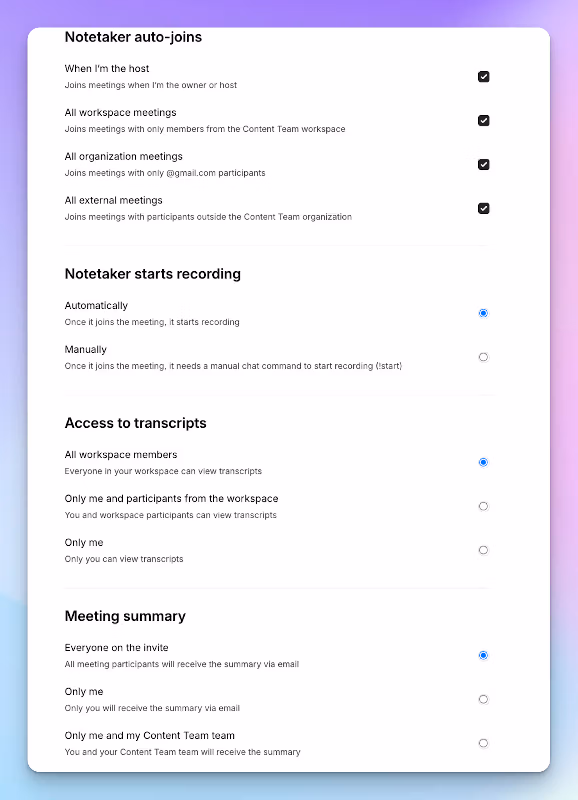HappyScribe AI note taking bot with transparent and granular user control