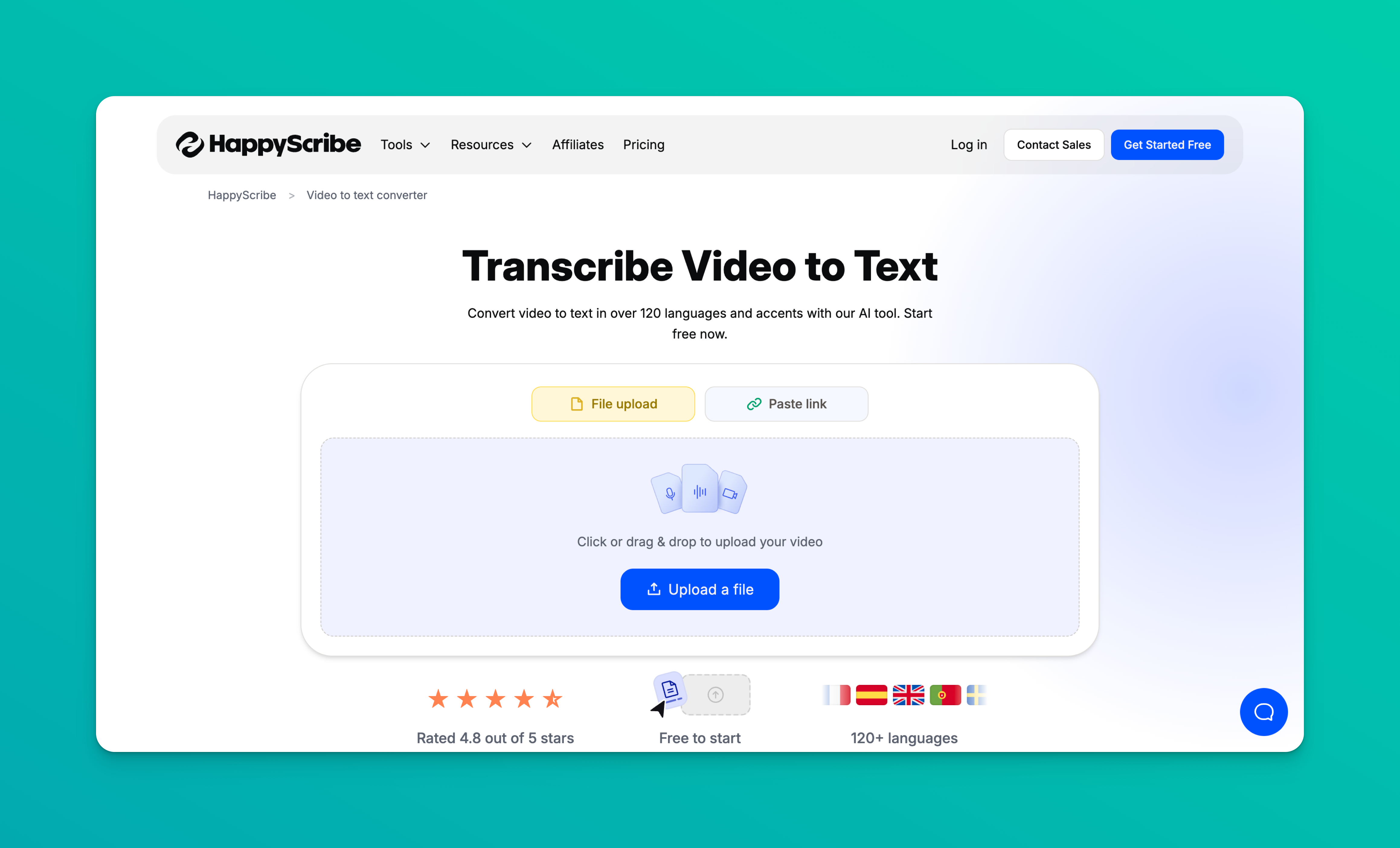 transcribe video to text with happyscribe