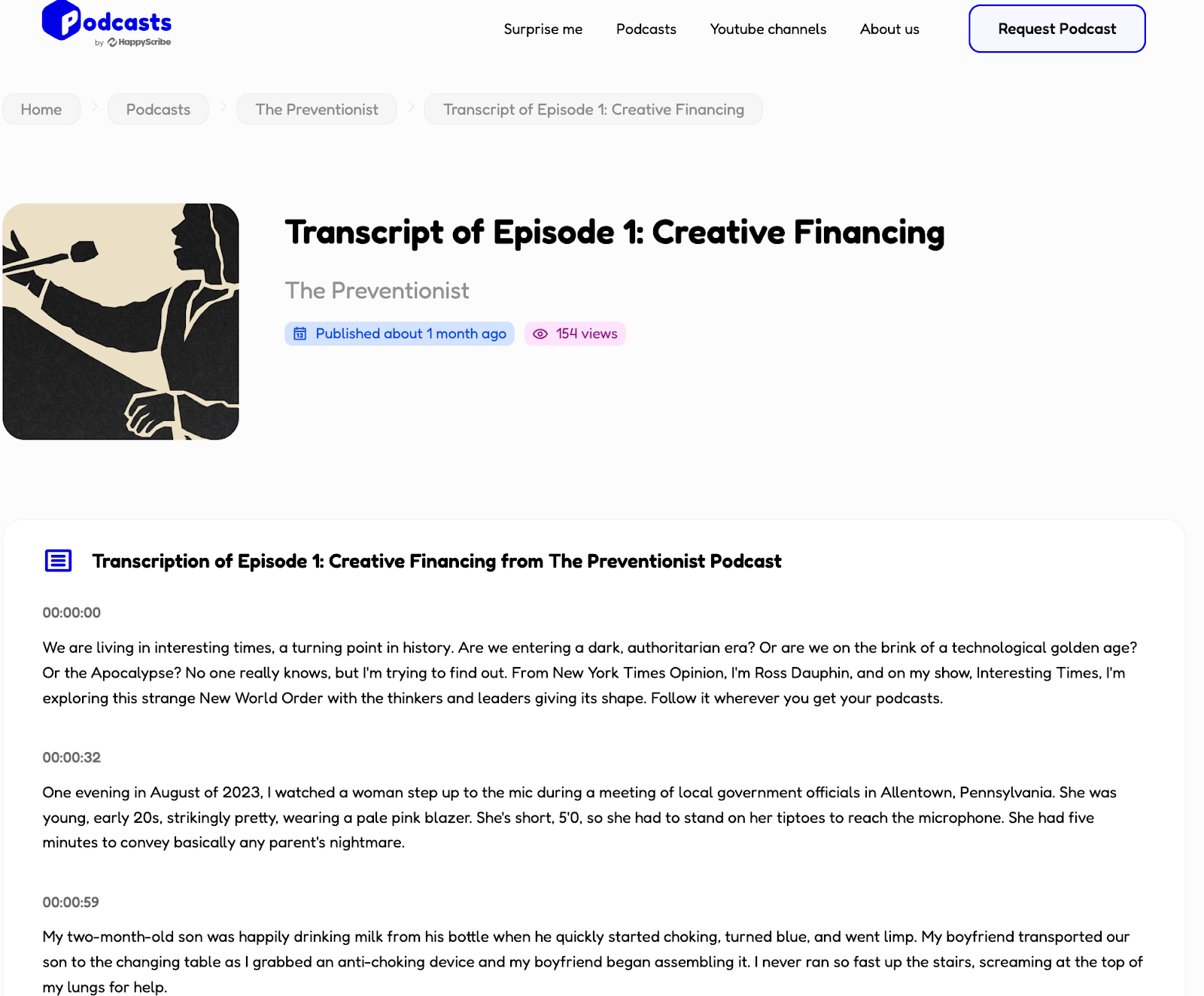 sample of podcast transcript generated with ai