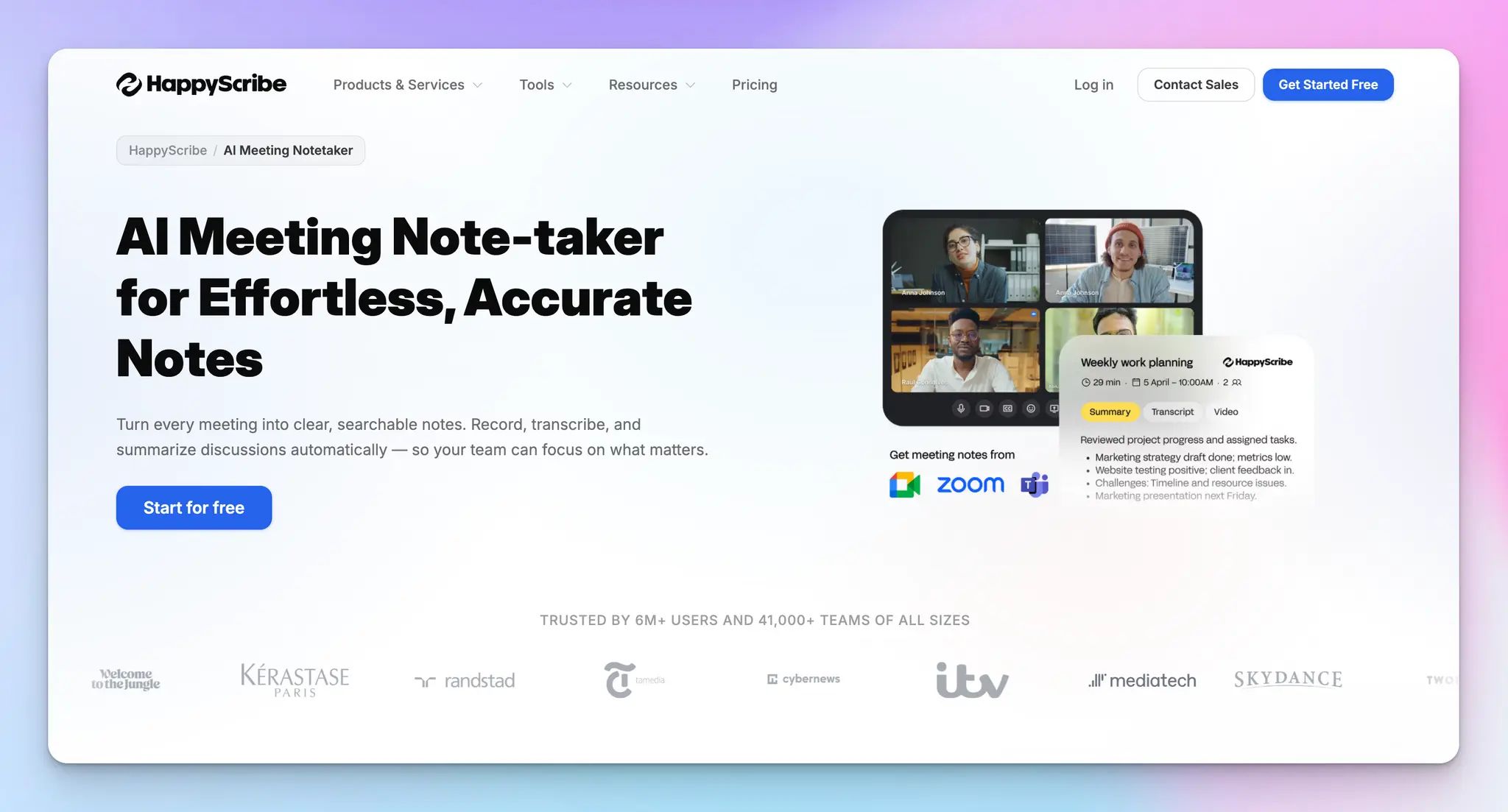 HappyScribe - the best AI meeting assistant