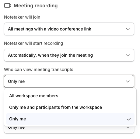 Meeting visibility Only me