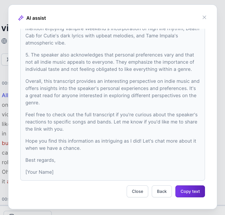 Email from transcript