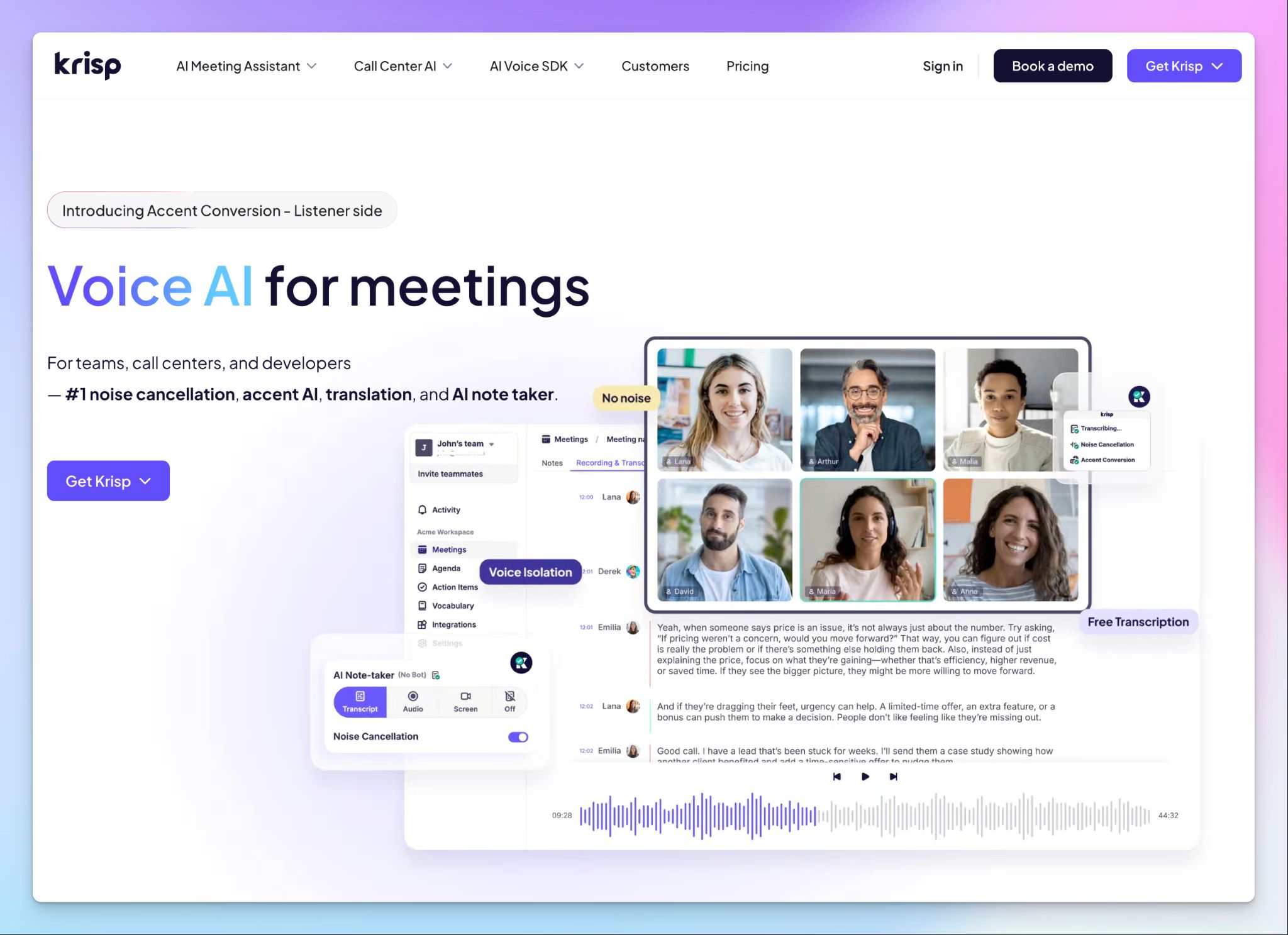 Krisp is a bot-free AI meeting note taker for Microsoft Teams