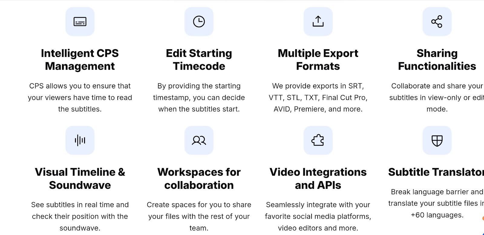 features happyscribe subtitles