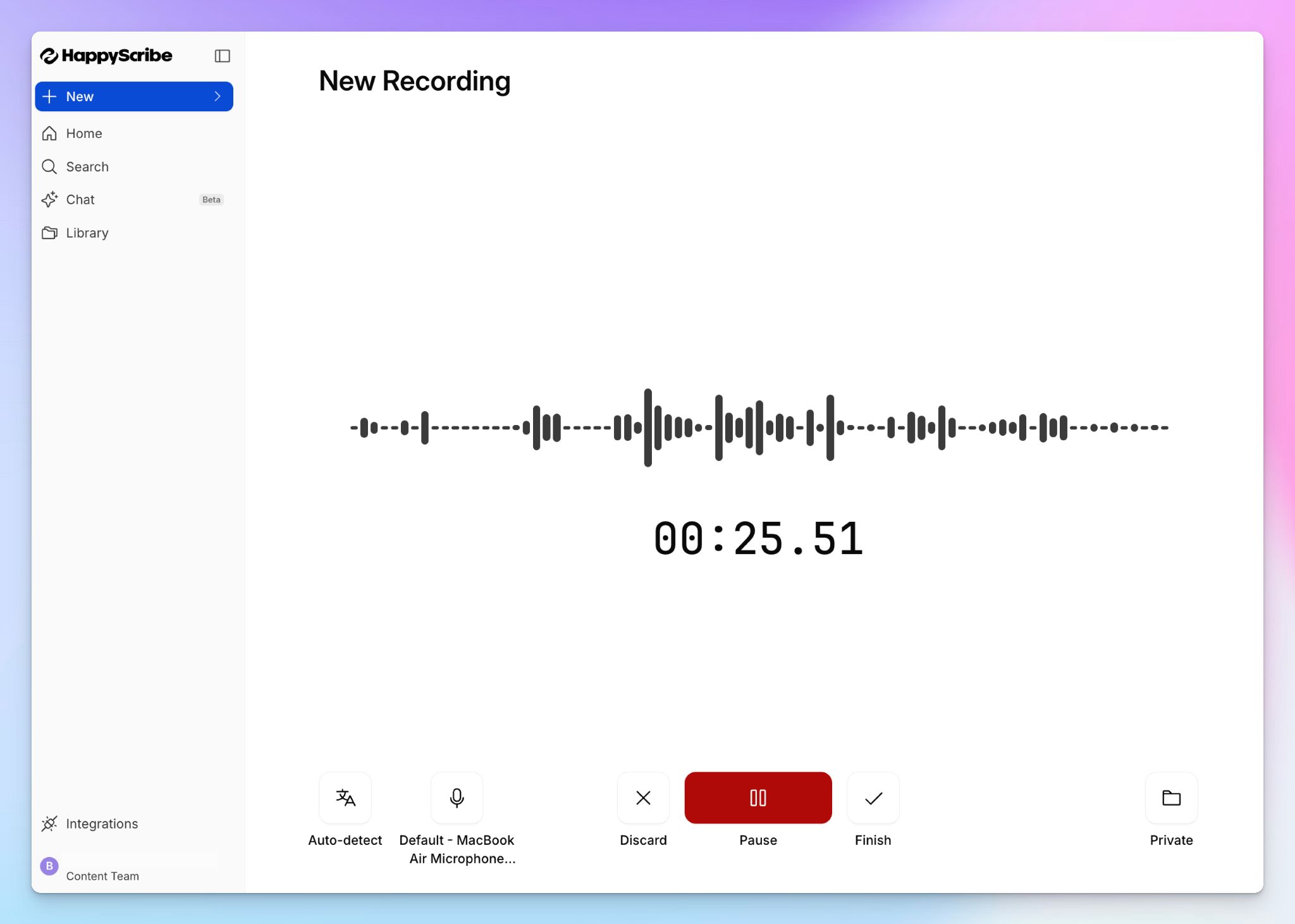 Run bot-free in-person calls and bot-assisted scheduled calls with HappyScribe