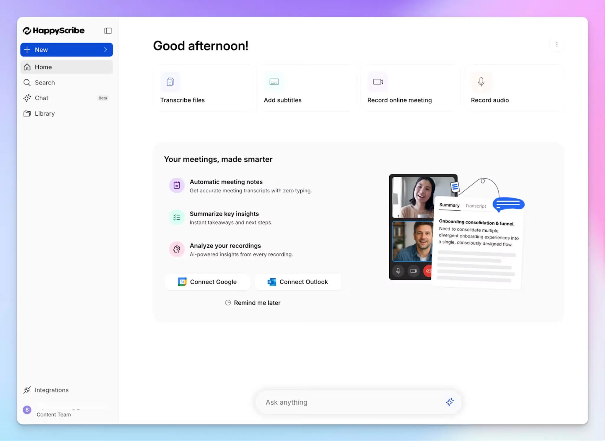 HappyScribe è il miglior assistente riunione con IA per le riunioni Zoom