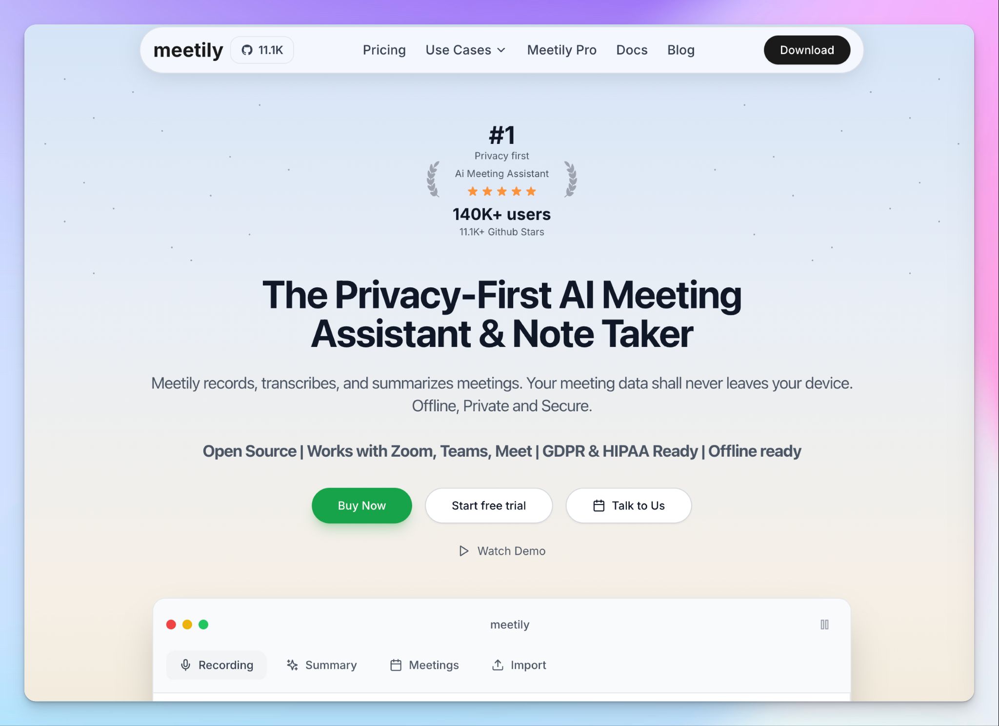 Meetily è un assistente riunione con IA per Zoom
