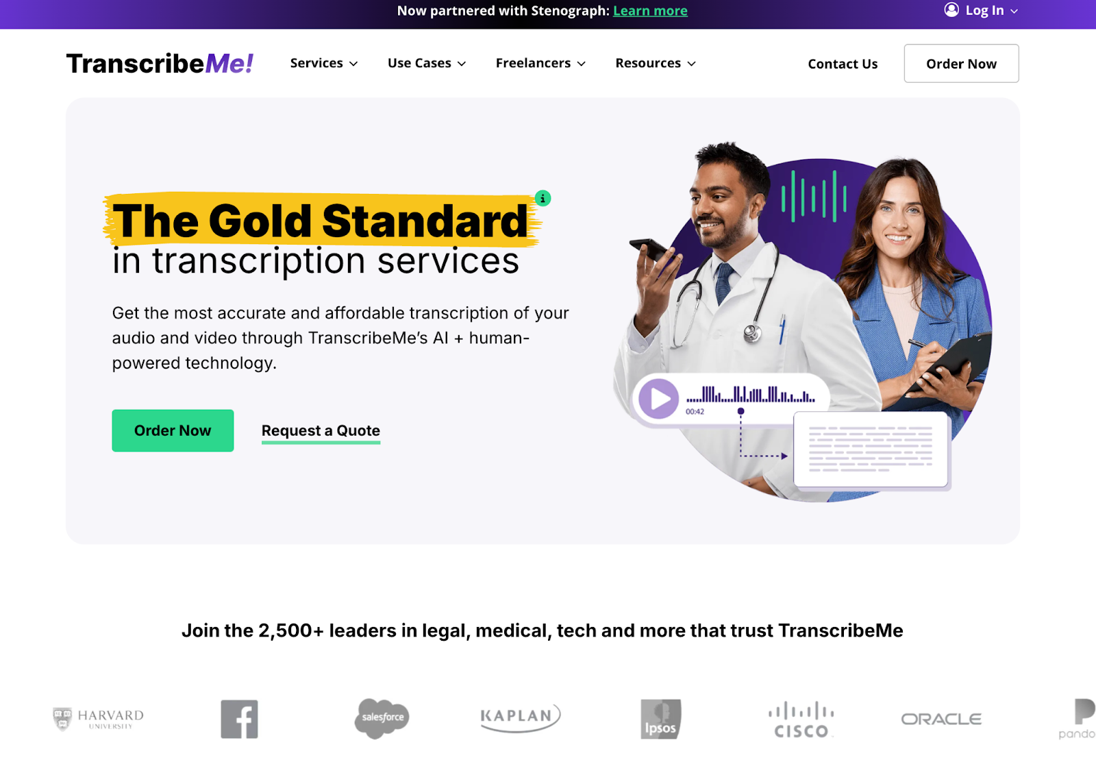 transcribe me homepage screenshot