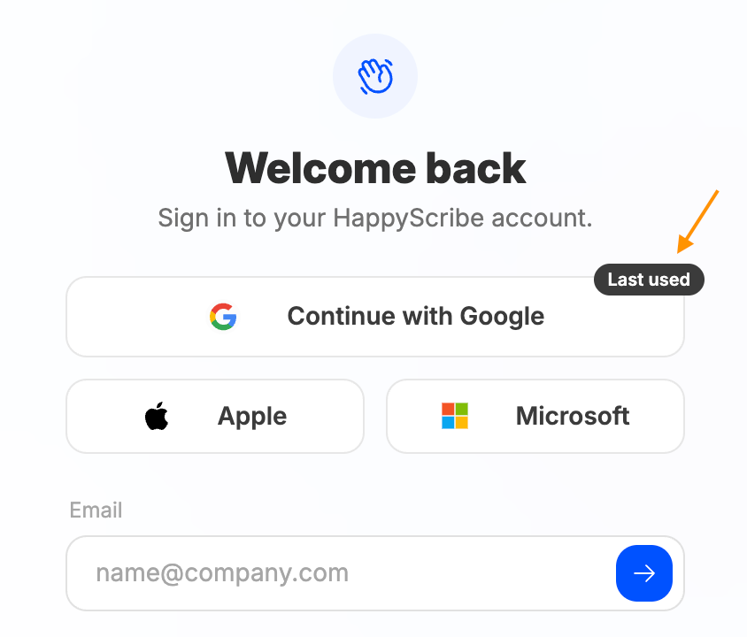 Last used login indicator