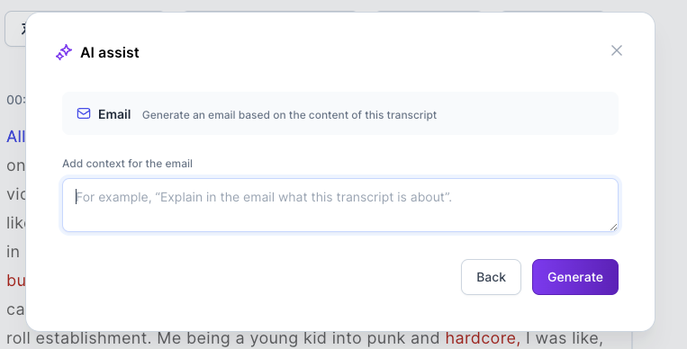 Email from transcript
