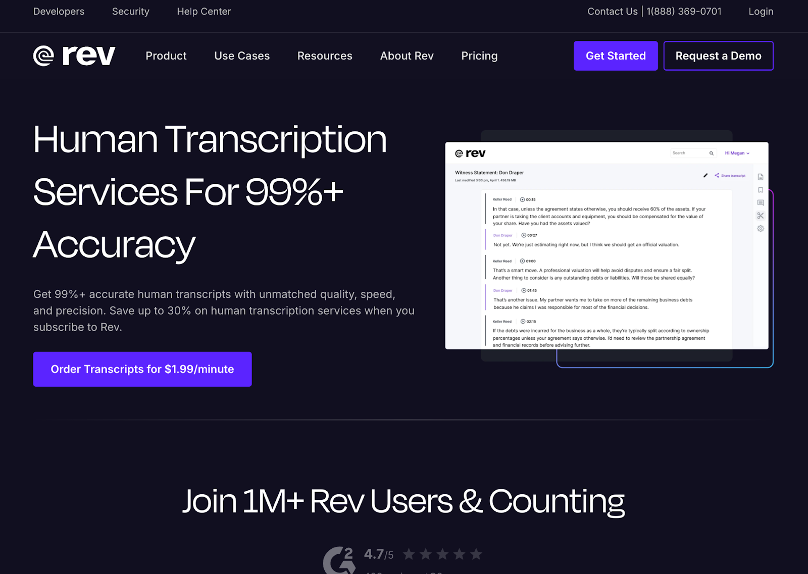rev homepage screenshot