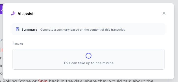 Transcription Summary Feature