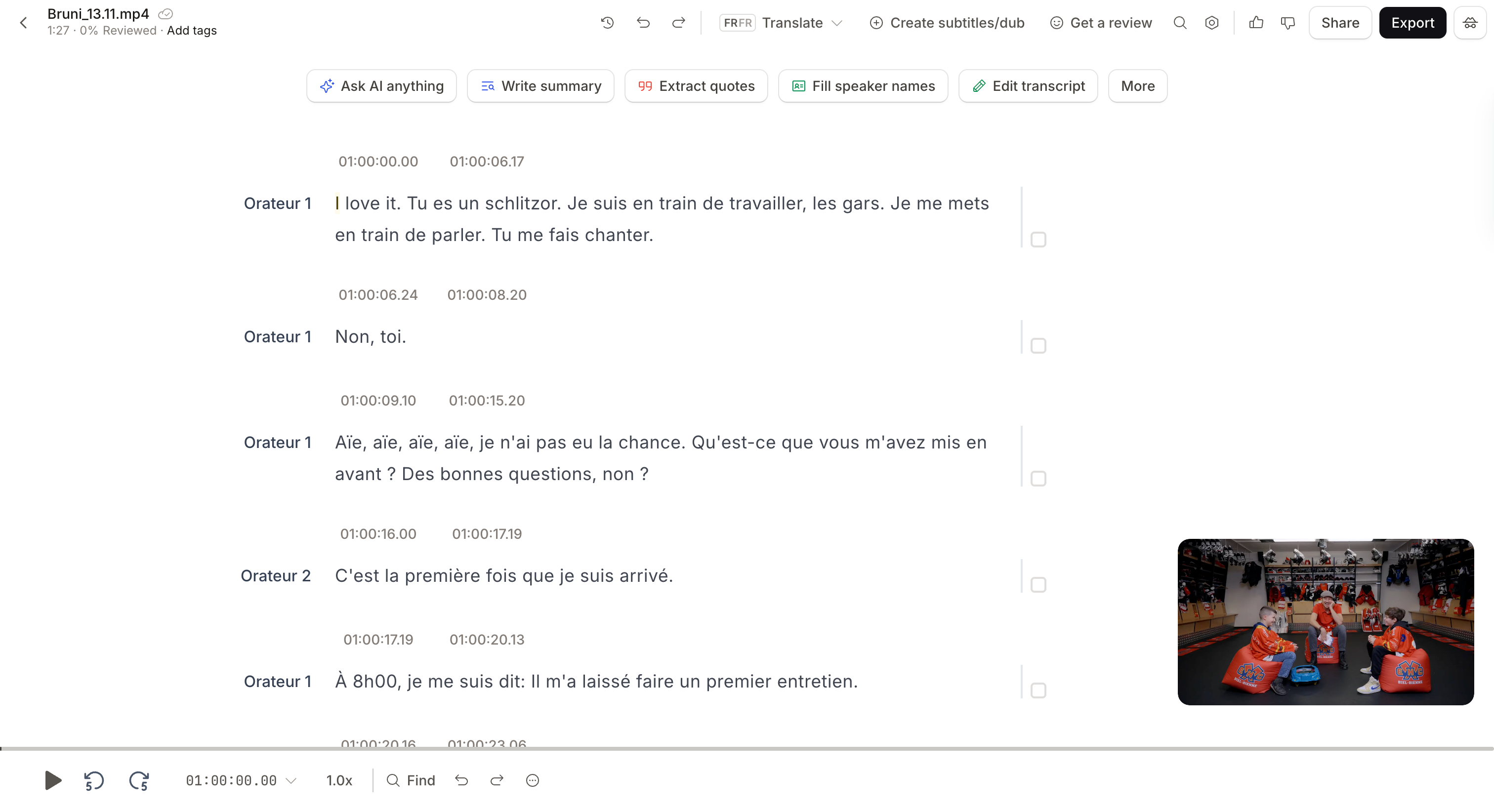 Audio to text Editor of HappyScribe