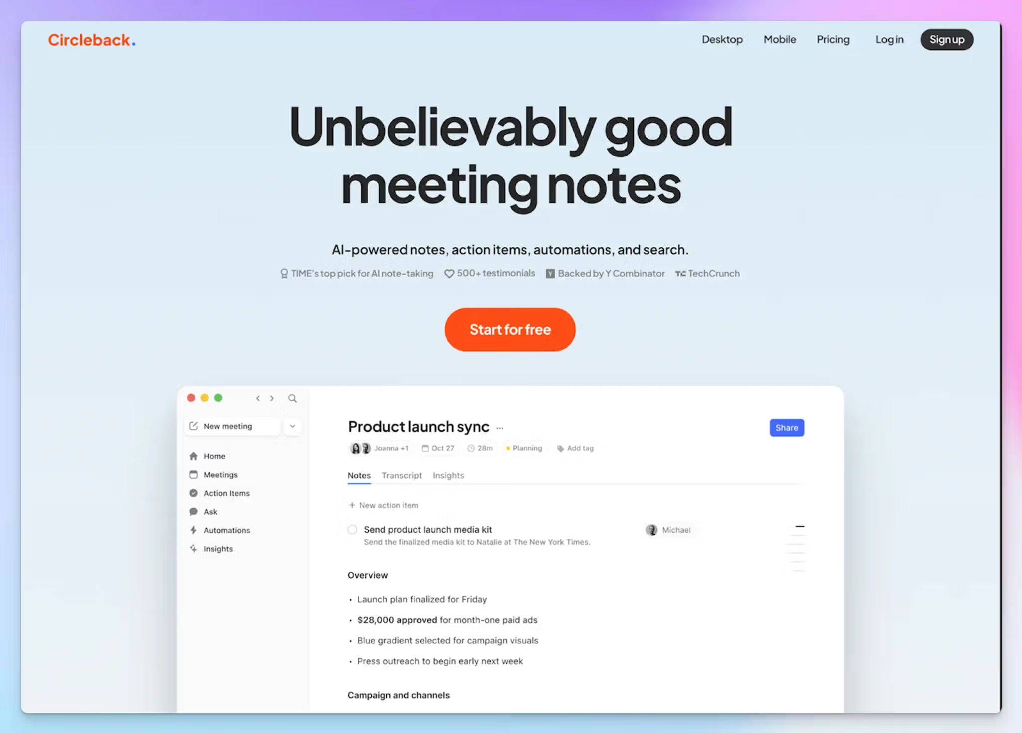 Circleback AI - AI note taker for in-person meetings