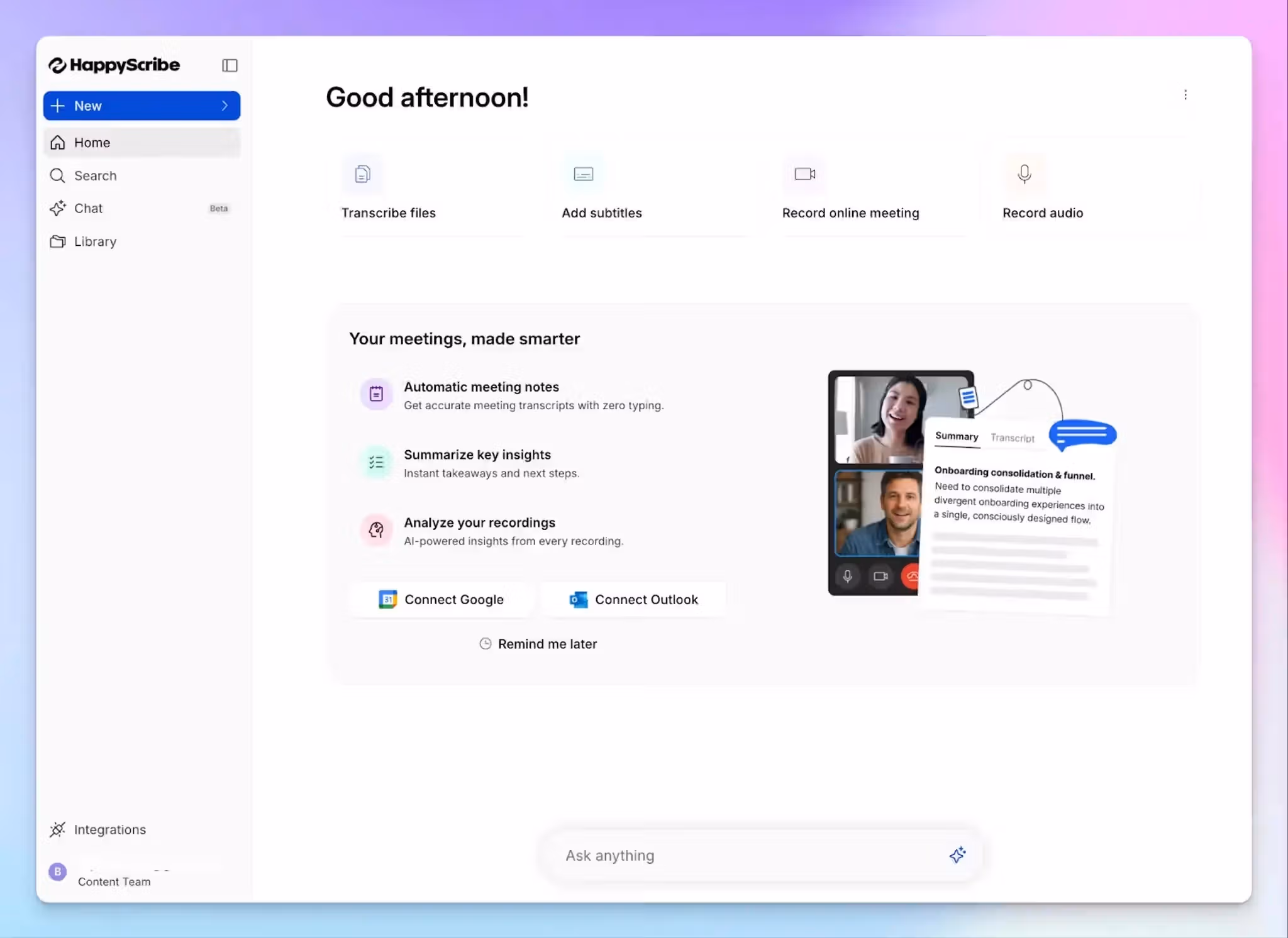 HappyScribe AI is the best way to take notes in MS Teams meetings
