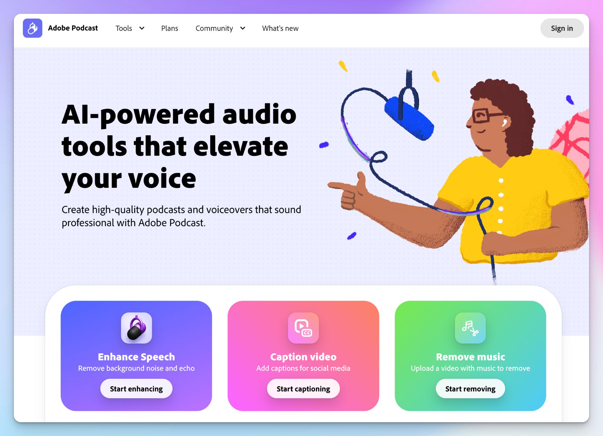 Adobe Podcast is a podcast transcript generator